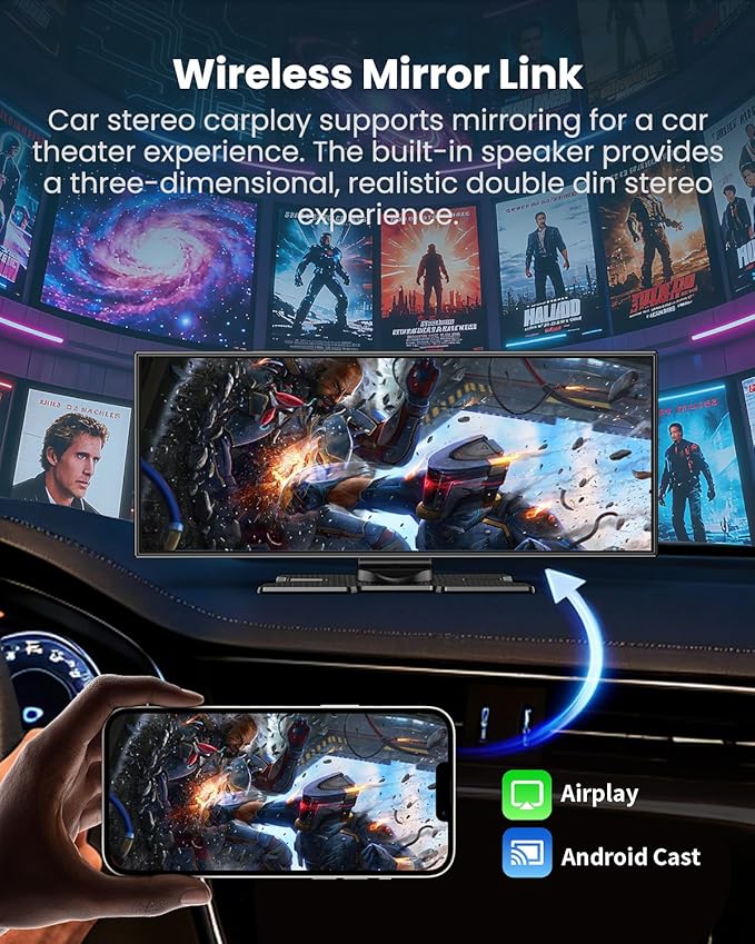 11.5" Largest Wireless Carplay Screen for Car, Portable Apple Carplay & Android Auto Touch Screen, 4K Dash Cam/App Control/1080p Backup Camera/Mirror Link/Voice Control/GPS/Bluetooth,for All Vehicles