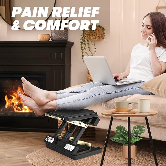 Foot Rest for Under Desk at Work,Height Adjustable footrest,with Massage Roller and Soft Pad,Foldable, Ergonomic,for Car,Office,Computer,Gaming,Adjustable Metal Frame,All-Season Use(Black)