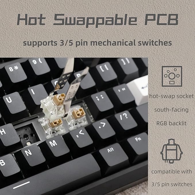 GMK87 TKL Mechanical Keyboard Kit Tri-Mode for 3/5pin Switches,85 Keys+Rotary Knob+TFT-LCD Screen Hotswap PCB Gasket Mounted,VIA Programmable DIY Keyboard Kit (Black)