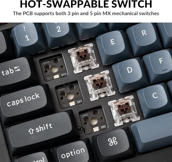 Keychron V6 Wired Custom Mechanical Keyboard, Full-Size QMK/VIA Programmable Macro with Hot-swappable Keychron K Pro Brown Switch Compatible with Mac Windows Linux (Frosted Black-Translucent)