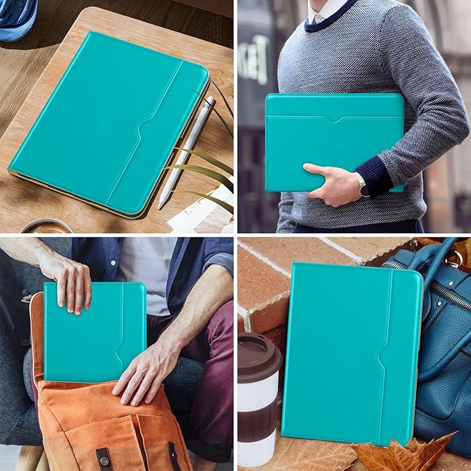 DTTO for iPad Pro 12.9 6th / 5th / 4th / 3rd Generation Case 2022/2021/2020/2018, Leather Folio Stand Cover with Built-in Apple Pencil Holder -Auto Wake/Sleep and Multi Viewing Angles, Cyan Blue