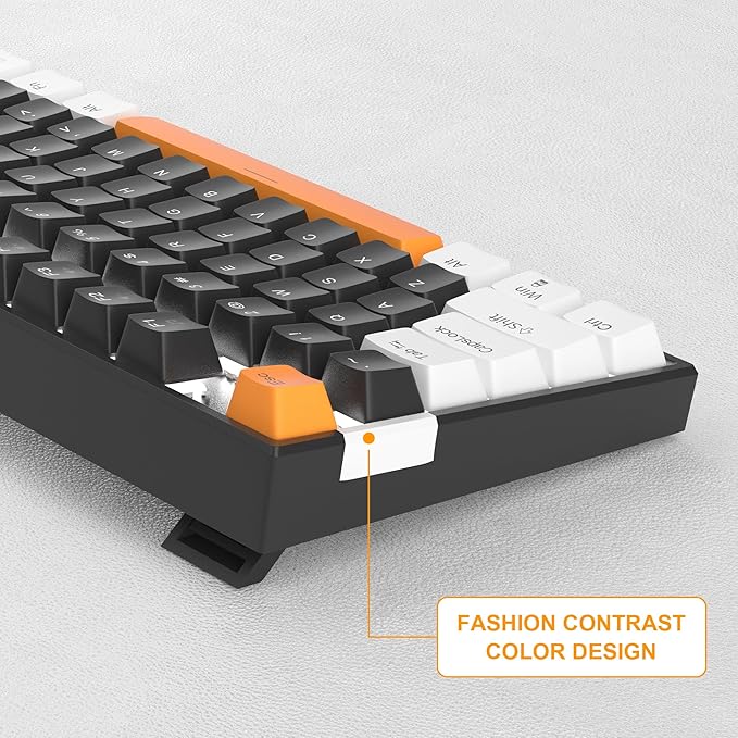 MageGee 75% Mechanical Gaming Keyboard, Brown Switch, LED White Backlit, 87 Keys Compact TKL Wired Computer Keyboards for Windows Laptop PC Gamer - Black/White