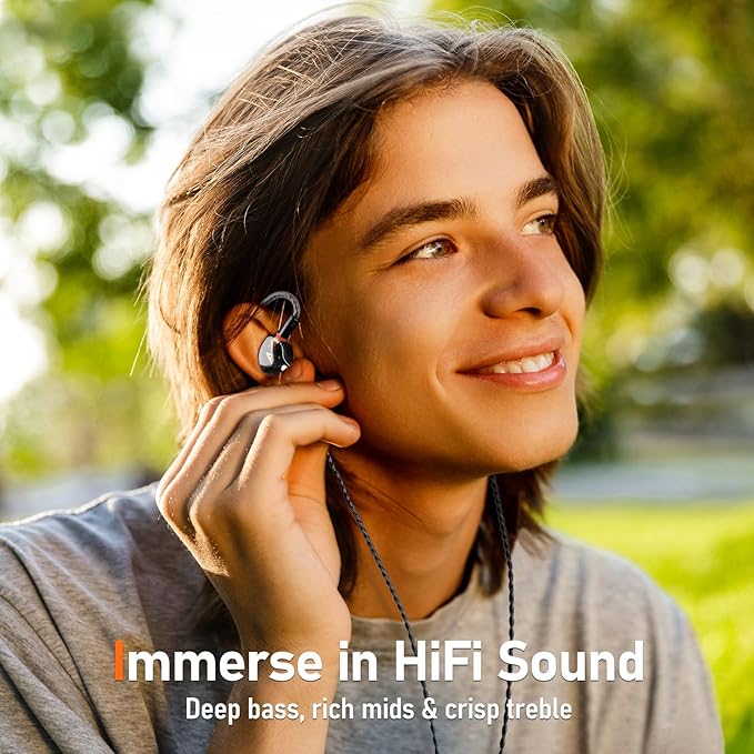Vibes 202 Wired Earbuds - HiFi in Ear Monitor Headphones – Professional Noise Isolating Ear Buds - Clear Sound, Deep Bass & Comfort-Fit IEM Earphones - MMCX to 3.5mm, Silver Plated Cord, Carrying Case