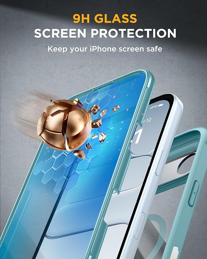 Miracase Magnetic for iPhone Air Case 6.5" [Compatible with MagSafe] Full-Body Phone Case with Built-in Glass Screen Protector & Camera Control,Drop Proof iPhone 17 Air Case Cover, Green