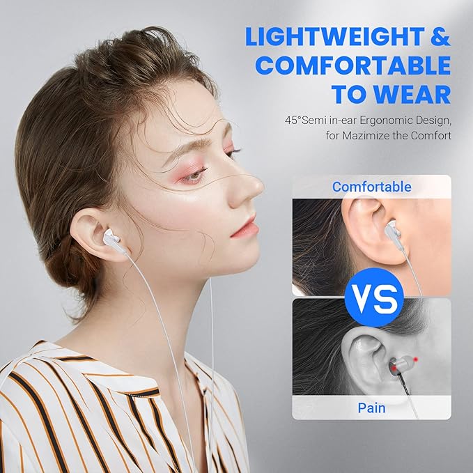 USB C Headphones for Google Pixel 10 9 Pro XL Fold 8 a 7 6, Type C Earphone Noise Isolating Wired Earbud with Mic HiFi Stereo Cord Ear Bud for iPhone 17 Air 16 15 Pro Max/Galaxy S26 S25 Ultra S24 S23
