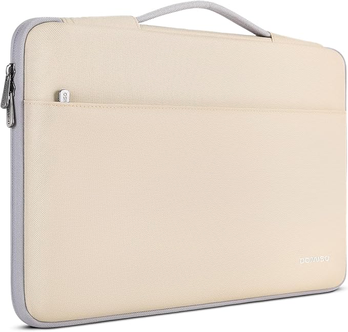 DOMISO 15.6 inch Laptop Case Sleeve Protective Cover Compatible with 16 inch MacBook Pro M4 M3 M2/Pro Max,15.6-16 inch HP Dell ASUS Lenovo Chromebook,Waterproof Computer Cases Bag with Handle,Beige