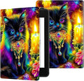 for 6.8" Kindle Paperwhite (11th Generation 2021) and Kindle Paperwhite Signature Edition Case, Slim Kickstand Stand Leather Smart Cover with Auto Wake/Sleep, Candle Black Cat