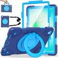 Andnary Case for Samsung Galaxy Tab A9+/A9 Plus Case 11 Inch with Screen Protector/360° Rotating Stand/Pen Holder/Shoulder Strap, Shockproof Cover for Tablet A9+ 5g (Navy+Blue)