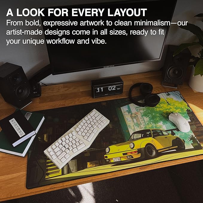 MPCO. Original Large Gaming Desk Mat – 36" x 17" Aeroglyde Manga Motors Gramps-Garage Full Desk Mouse Pad for Smooth Precision – Non-Slip, Washable Extra-Large PC Mouse Pad for Gaming Sessions