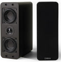 Micca OoO Passive Slim Bookshelf Speakers with 3-Inch Woofers and Silk Tweeter, Thin Design Under 4" Wide, for Desktop Stereo or Home Theater Surround Sound, Wall Mountable, Pair, Dark Walnut
