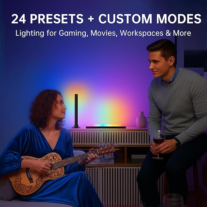Smart RGB Light Bars for Gaming Desk & TV, 9.5" LED Monitor Backlight for PC Gaming, Ambient Lighting for TV Room (Fits up to 75"), Music Sync Color Changing TV Backlight, Bluetooth App Control