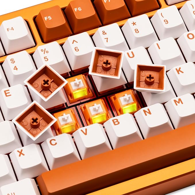 KEEBMONKEY WOBKEY Rainy 75 Aluminum HMX/JWK Switches Mechanical Keyboard with Superior Acoustics, Wired, BT, 2.4G Wireless Connectivity (Pro Orange(Mirrored Glass Weight))