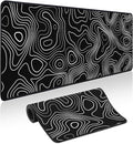 Mouse Pad Gaming - Desk Mat for Keyboard and Mouse - Large Mouse Pads for Desk, Black Topographic Gaming Mousepad with Non-Slip Base, Desks Pad (31.5" X 11.8") for Game, Office and Home