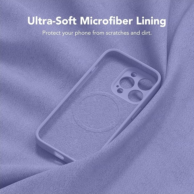 Magnetic for iPhone 14 Pro Case, Compatible with MagSafe, [Full Camera Protection][Screen Protector] Silicone Shockproof Protective Phone Case for iPhone 14 Pro 6.1", Lavender Gray