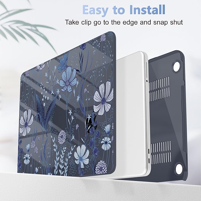 Tuiklol for 2026 MacBook Neo 13 Inch A18 Pro Chip Case, (Model A3404) Anti-Scratch Anti-Drop Slim Hard PC Shell Case with Shockproof Protective MacBook Neo Laptop Cover, Blue Line Floral