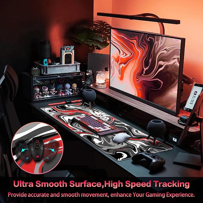 Canjoy Gaming Mouse Pad, Fluid Pattern Mouse Pad 35.4x15.7inch Large Extended Computer Mouse Mat Keyboard Full Desk Mousepad for Gaming, Office, Home