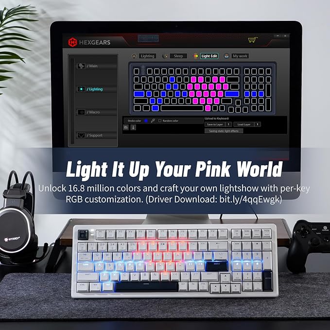 Wireless Mechanical Keyboard with Wrist Rest,Tri-Mode BT5.0/2.4GHz/USB-C Hot Swappable Custom Keyboard,Pre-lubed Clicky Switches,RGB Backlit Computer Gaming Keyboards for PC/Tablet/PS/Xbox(White)