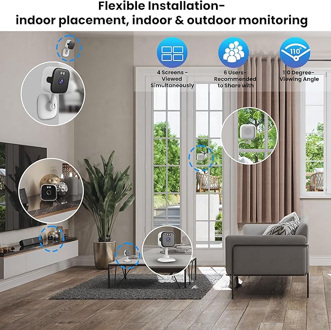 2K Window Camera with 32GB Memory Card, 5GHz & 2.4GHz WiFi Indoor Cameras for Home Security with AI Starlight Color Night Vision, AI Person & Motion Detection, Easy & Quick Install, 24/7 Recording