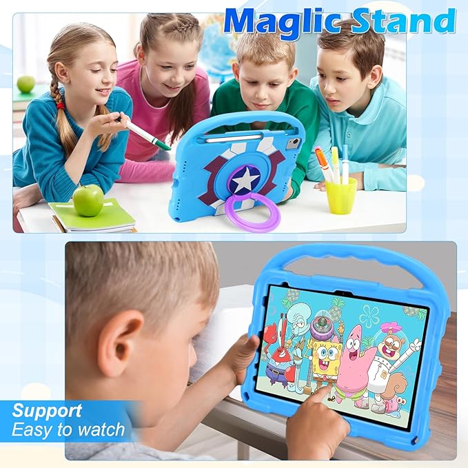 Case for iPad Air 11-inch M3 (2025)/M2 (2024), iPad Air 5th (2022)/4th Gen (2020) 10.9 Inch,iPad A16 11th Gen 2025/iPad 10th Gen 2022,Shockproof Lightweight Cover with Stand Convertible Handle.Blue