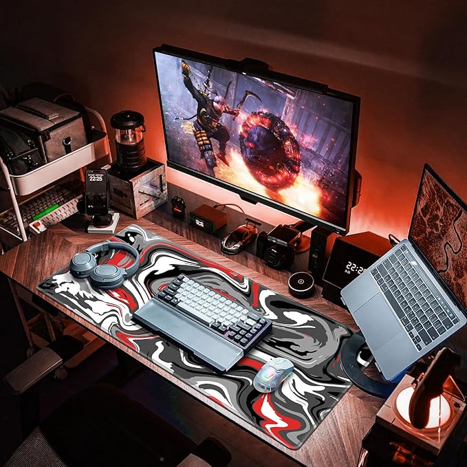 Canjoy Gaming Mouse Pad, Fluid Pattern Mouse Pad 31.5x11.8inch Large Extended Computer Mouse Mat Keyboard Full Desk Mousepad for Gaming, Office, Home
