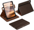 DTTO for iPad Air 11 inch Case M4 / M3 / M2 (2026/2025/2024), iPad Air 5th / 4th Gen (2022/2020), 360 Degree Rotating Premium Leather Folio Stand Cover with Pencil Holder, New Dark Brown