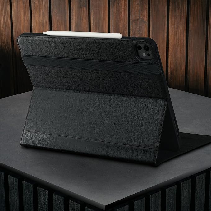 TORRO Case Compatible with iPad Pro 13” (2025/2024) – Premium Leather iPad Pro 13” M5 / M4 Case with Stand Function, Apple Pencil Connectivity and Wake/Sleep Function (Black)