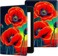 for 6" All-New Kindle Paperwhite 4 10th Generation (Model No. PQ94WIF) E-Reader Case, Slim Kickstand Stand Leather Smart Cover with Auto Wake/Sleep, Red Flower