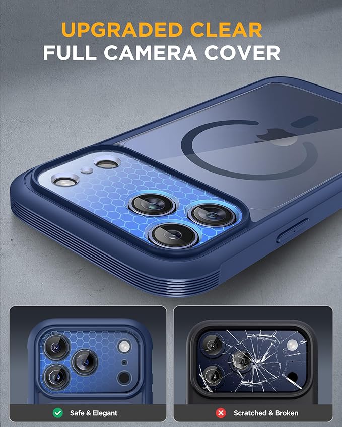 Miracase for iPhone 17 Pro Max Case 6.9" Full-Body Phone Case with Built-in Glass Screen Protector& Full Camera Protector,[Magnetic with MagSafe] Drop Proof 17 ProMax Cover, Blue