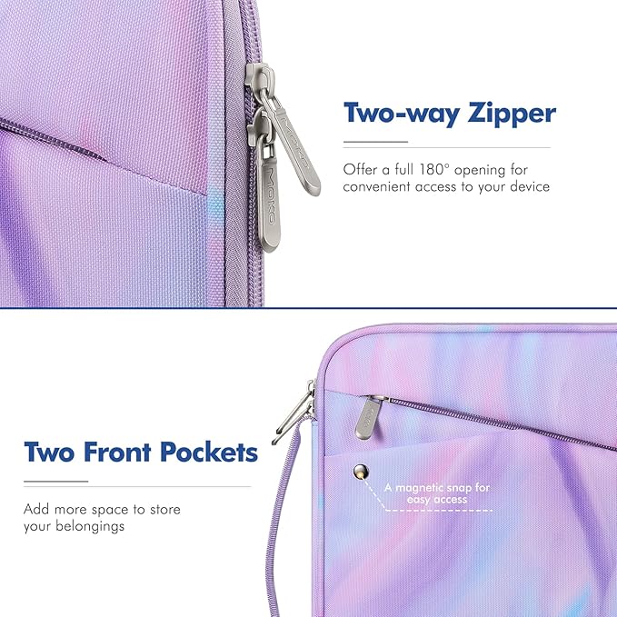 MoKo 9-11 Inch Tablet Sleeve Carrying Case with Handle, Padded Protective Travel Bag for New 11-inch iPad Air 4 2026/Pro M5/ A16, iPad 10th/Air 5/4th 10.9, i-Pad 9/8th 10.2,Tab S9/S8 11,Fantasy Purple
