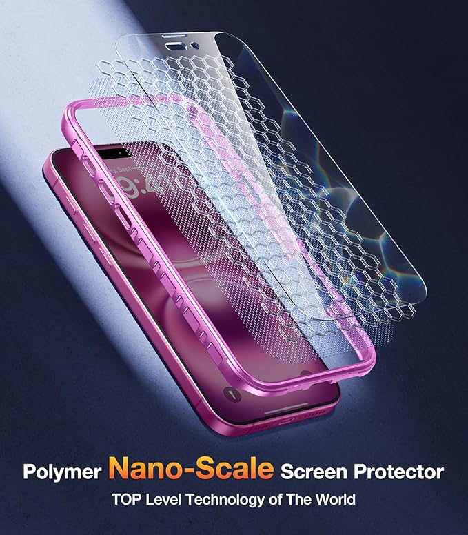 Diaclara Magnetic Designed for iPhone 16 Case, Compatible with MagSafe Built-in Touch Sensitive Anti-Scratch Screen Protector, Upgraded [Full Camera Protection] for iPhone 16 6.1" (Pink)