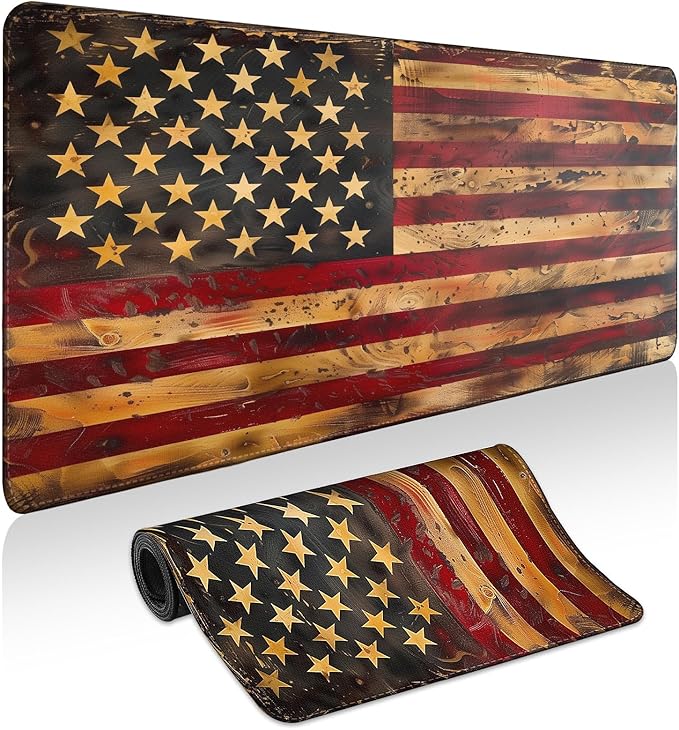 Mouse Pad Gaming - Desk Mat for Keyboard and Mouse - American Antique Flag Large Mouse Pads for Desk, Gaming Mousepad with Non-Slip Base, Desks Pad (31.5" X 11.8") for Game, Office and Home
