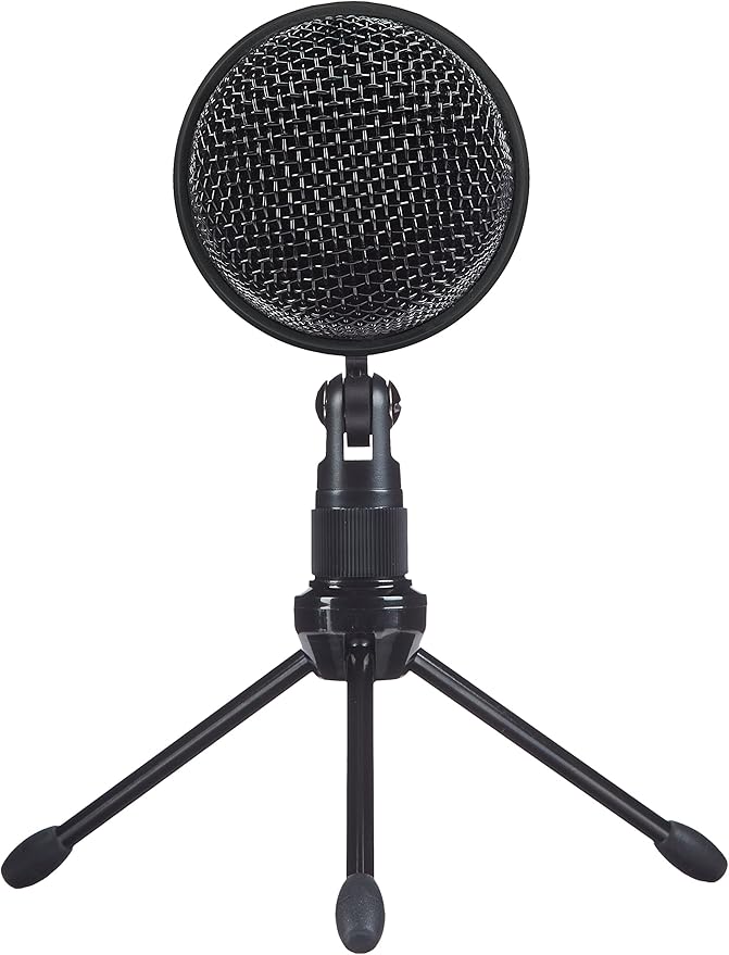 Amazon Basics Mini USB Condenser Microphone for Online Meeting, Gaming, Podcast, Black