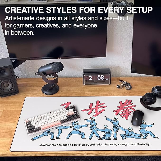 MPCO. Original Large Gaming Desk Mat – 36" x 17" Aeroglyde OZGMX Movements Full Desk Mouse Pad for Smooth Precision – Non-Slip, Washable Extra-Large PC Mouse Pad for Gaming Sessions