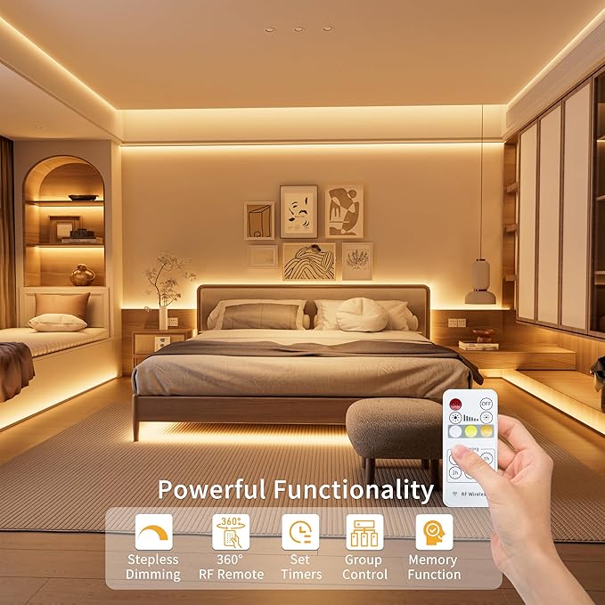 PAUTIX 5V USB COB LED Strip Lights with RF Remote,Dotless LED Lights 2700K-6500K CCT Tunable White Dimmable 6.56ft TV Backlight,Flexible Under Cabinet Tape Light for Bedroom,Kitchen,Shelf DIY Lighting