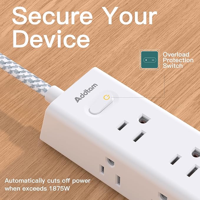 Power Strip Surge Protector with 12 AC Outlets & 4 USB Ports, 20FT Long Extension Cord, Flat Plug, Wall Mount, 1050J Overload Protection, Outlet Extender for Home Office Garage Workshop, ETL Listed