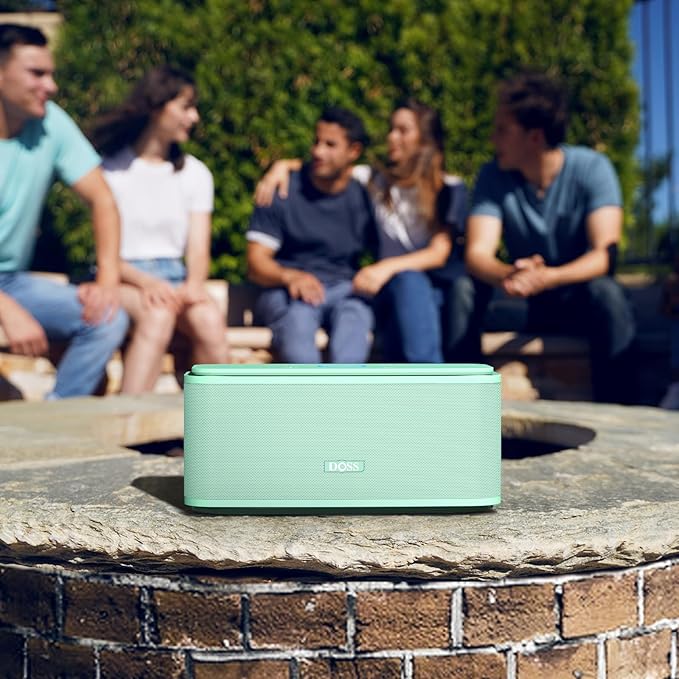 DOSS SoundBox Touch Wireless Bluetooth Speaker-12W HD Sound with Rich Bass, IPX5 Waterproof, 20H Playtime, Handsfree, for Gatherings, Home, Office, Outdoor, Travel-Green