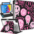 Uppuppy for iPad Pro 12.9 Case Folio Cover with Pencil Holder Women Cute Girls Girly Smile Design Unique Kawaii Fashion Rotating Stand for Apple iPad Pro 12.9 Inch Cases 2022/2021/2020/2018
