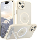 Magnetic Compatible with iPhone 15 Plus Case, [Built-in Kickstand][Full Camera Protection][Compatible with MagSafe][Anti-Fingerprint] Shockproof Phone Case for iPhone 15 Plus 6.7",Beige