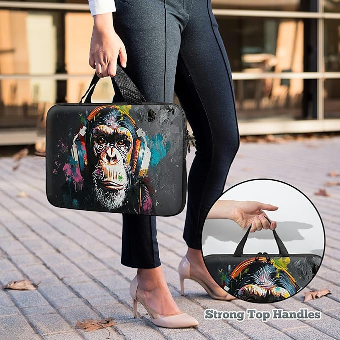 Universal Laptop Sleeve Tablet Case 12 inch, Music Monkey Slim Carrying Case Durable Handbag Travel Laptop Bag for Surface Pro 9 8 7/Laptop Go 2 3, MacBook Air 11/12