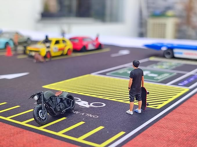 XXL 1/64 Scale Parking Lot Mouse Pad 90x40cm Non-Slip Rollable Desk Mat | Large Diorama Playmat for Hot Wheels, Matchbox, Mini GT, Tarmac, Inno64 and Diecast Car Collectors, Kids and Gamers