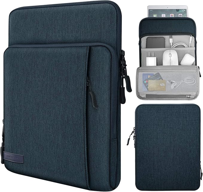 MoKo 9-11 Inch Tablet Sleeve Bag Carrying Case with Storage Pockets Fits New 11-inch iPad Air M4 2026/iPad Pro M5, iPad Pro/A16 11, iPad Air 5/4th 10.9, iPad 9/8th 10.2, Tab S8/S9 11, Indigo