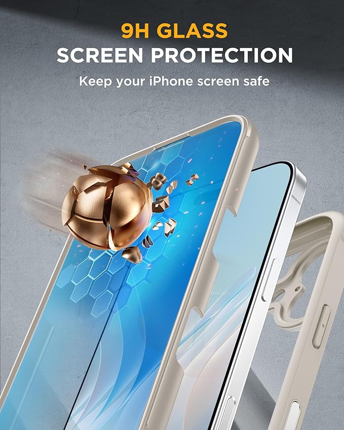 Miracase for iPhone 17 Case 6.3'', Full-Body Military Grade Drop Protection Outdoor Phone case with Built-in Glass Screen &Camera Control,Easy Installation,No Gap,Compatible with MagSafe, Gray