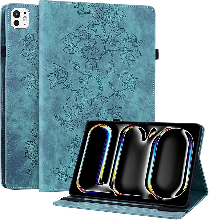 Case for iPad Pro 11 Inch (M5/M4) 2025/2024, Auto Wake/Sleep Slim PU Leather Folio Cover with Multi-Angle Stand and Pen Holder, Light Green