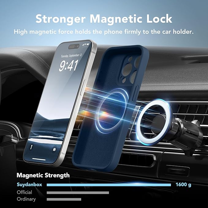 Magnetic for iPhone 14 Pro Case, Compatible with MagSafe, [Full Camera Protection][Screen Protector] Silicone Shockproof Protective Phone Case for iPhone 14 Pro 6.1", Cobalt Blue