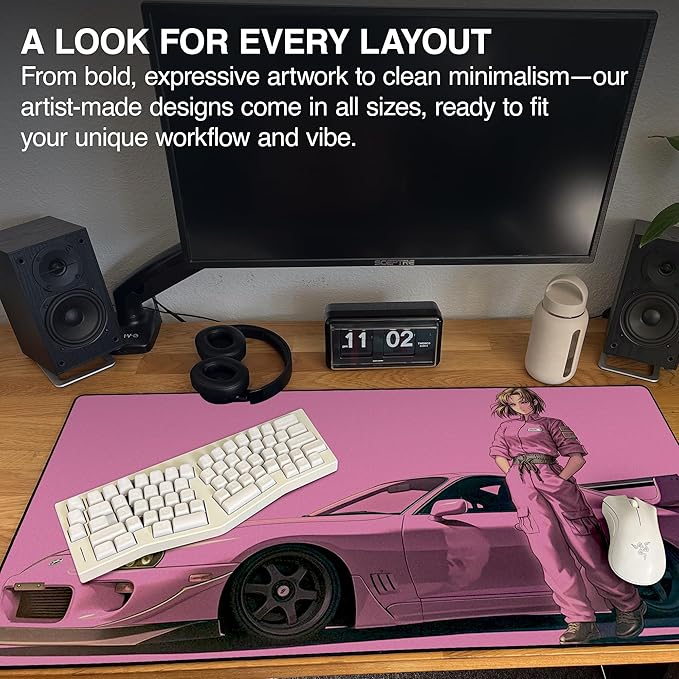 MPCO. Original Large Gaming Desk Mat – 36" x 17" Aeroglyde Manga Motors Shinobu-s-Supra Full Desk Mouse Pad for Smooth Precision – Non-Slip, Washable Extra-Large PC Mouse Pad for Gaming Sessions