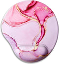 Ergonomic Mouse Pad with Wrist Support,Cute Mouse Pads with Wrist Rest,Comfortable Mouse Pad for Home Office Gaming Working Computers Laptop,Pain Relief with Non-Slip PU Base (Pink Marble)