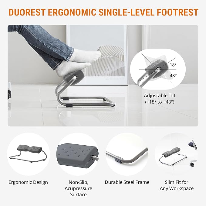 Duorest Duorest 1-Tier Ergonomic Footrest: Solid & Stable Construction, Under Desk Footrest, Slip-Resistant Base, Durable Build, EZFoot (1-Tier Structure) [Made in Korea]
