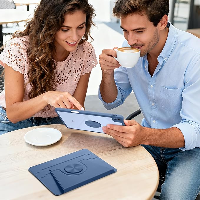 Wenlaty for iPad Air 11 inch Case (M4/M3/M2) & Air 5th/4th Gen Case 10.9 inch, for iPad Pro 11 inch 4/3/2/1 Gen,360° Rotating Cover, Detachable Magnetic Back,Pencil Holder,Auto Sleep/Wake,Sea Blue