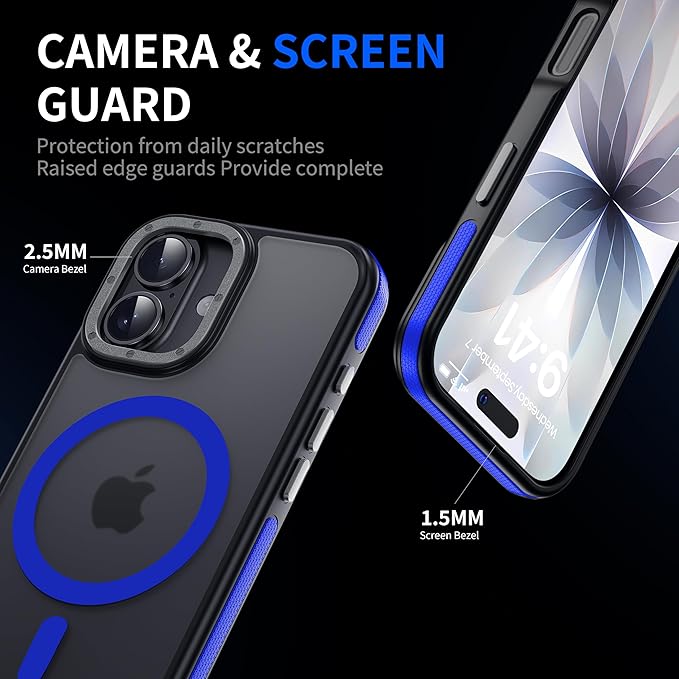 Strong Magnetic for iPhone 17 case [10Ft Military-Grade Protection] Compatible with fit MagSafe Shockproof Slim Thin Cover case for iPhone 17 6.3 inch, Blue Bumper