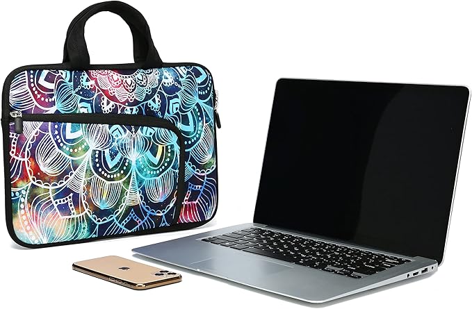 14 15 15.4 15.6 inch Laptop Handle Bag Computer Protect Case Pouch Holder Notebook Sleeve Neoprene Cover Soft Carrying Case with Extra Pockets for Dell Lenovo Toshiba HP Chromebook ASUS Acer(Mandala)